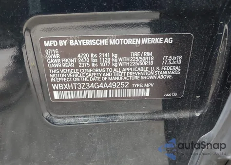 2016 BMW X1 xDrive28I z USA, uszkodzony, nr VIN WBXHT3Z34G4A49252